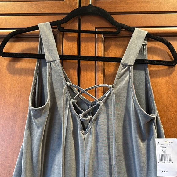 NWT Dry Goods Moa Moa Teal Lace Front Tank - Picture 2 of 5